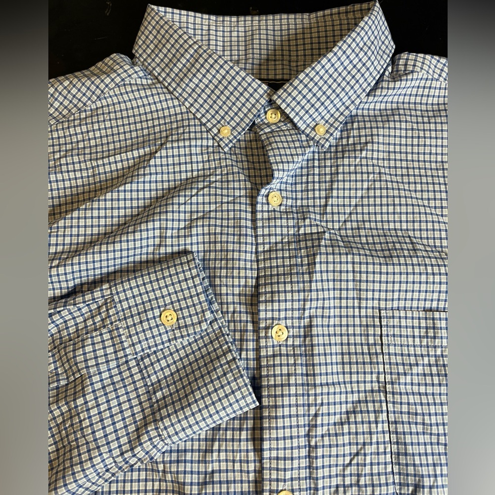 Men’s Vineyard Vines Performance Button Down 2XL Blue Checkered